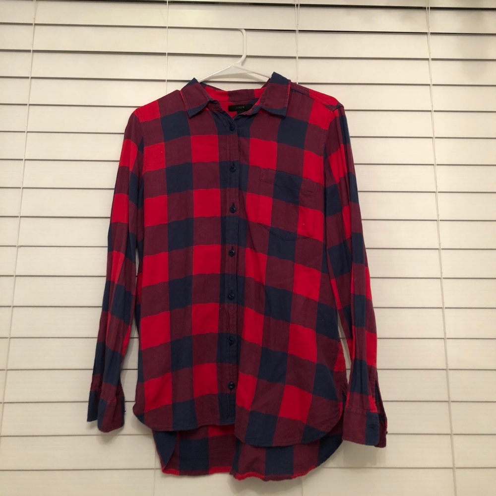 J. Crew red and blue button down